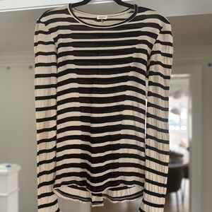L'AGENCE Optical Illusion Longsleeve Top - Black and Ivory, Size M